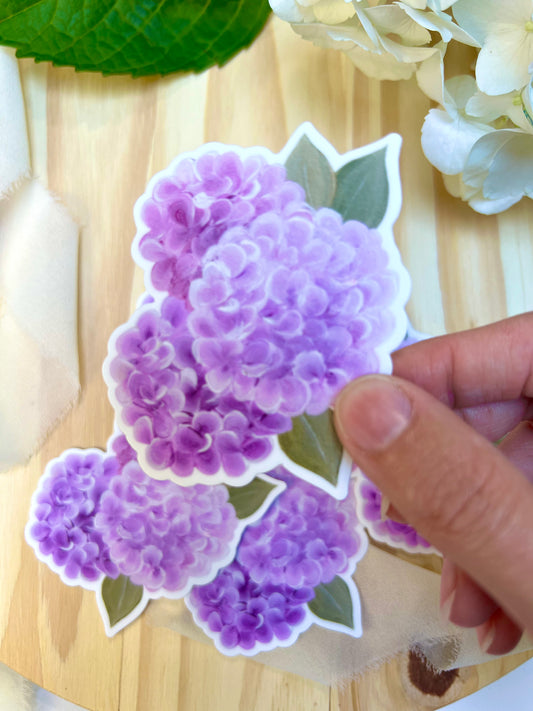 Purple Pink Hydrangeas Bouquet Sticker, 2.38x3in