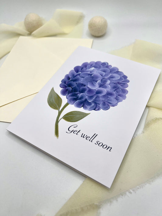 Purple Hydrangea Get Well Soon Greeting Card