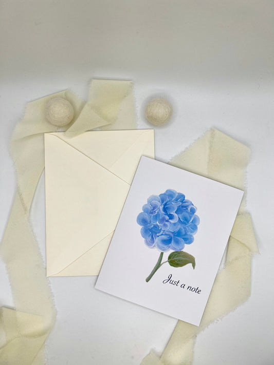 Blue Hydrangea Just a Note Greeting Card