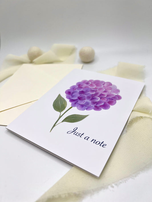 Purple Hydrangea Just a Note Greeting Card