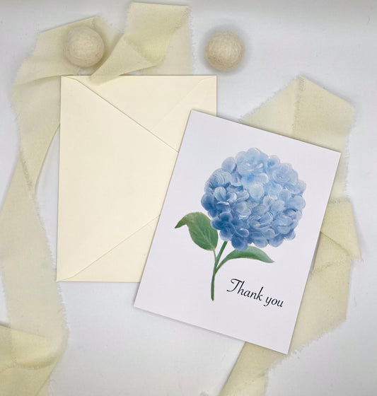 Blue Hydrangea Thank You Greeting Card