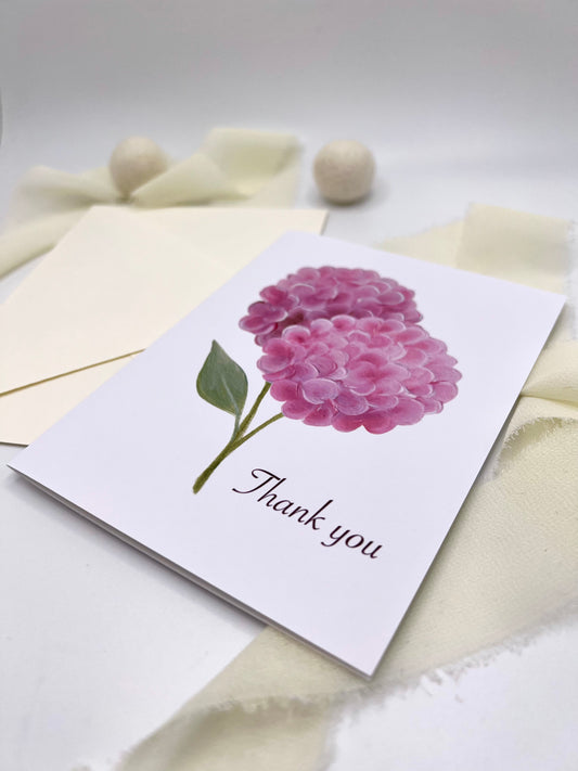 Pink Hydrangeas Thank You Greeting Card