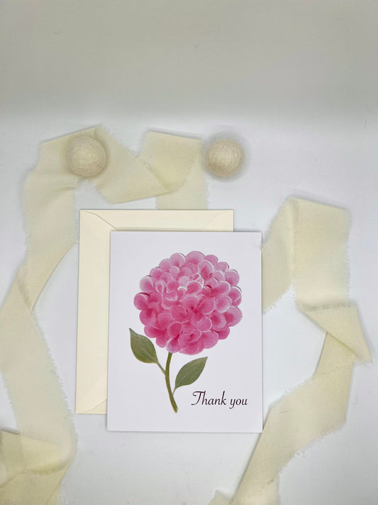 Pink Hydrangea Thank You Greeting Card