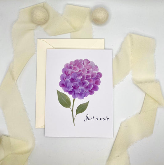 Purple Hydrangea Just a Note Greeting Card