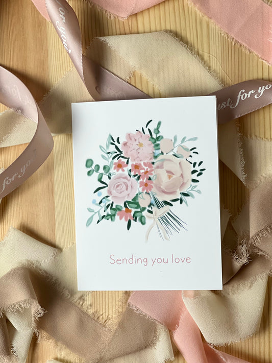 Sending You Love Flower Bouquet Greeting Card