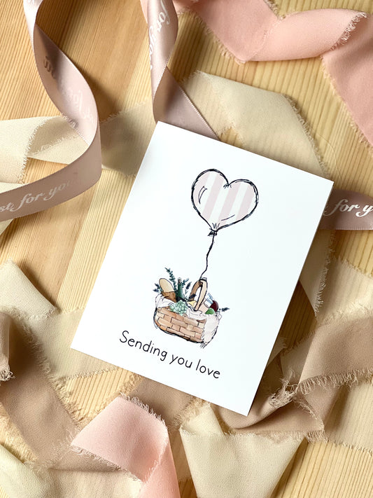 Sending You Love Picnic Basket Greeting Card
