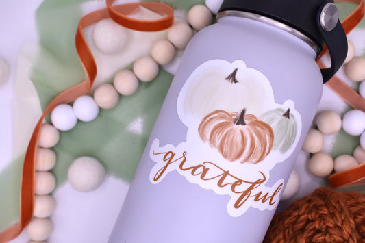 Grateful Pumpkin Sticker, 4x3.21in