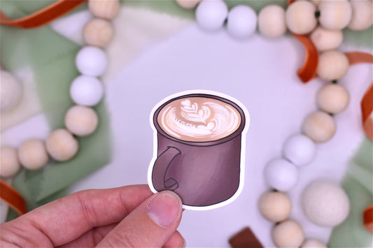 Coffee Mug Latte Art Sticker, 2x1.69in