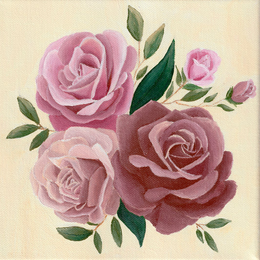 "Teatime" - 8x8in Original Rose Painting